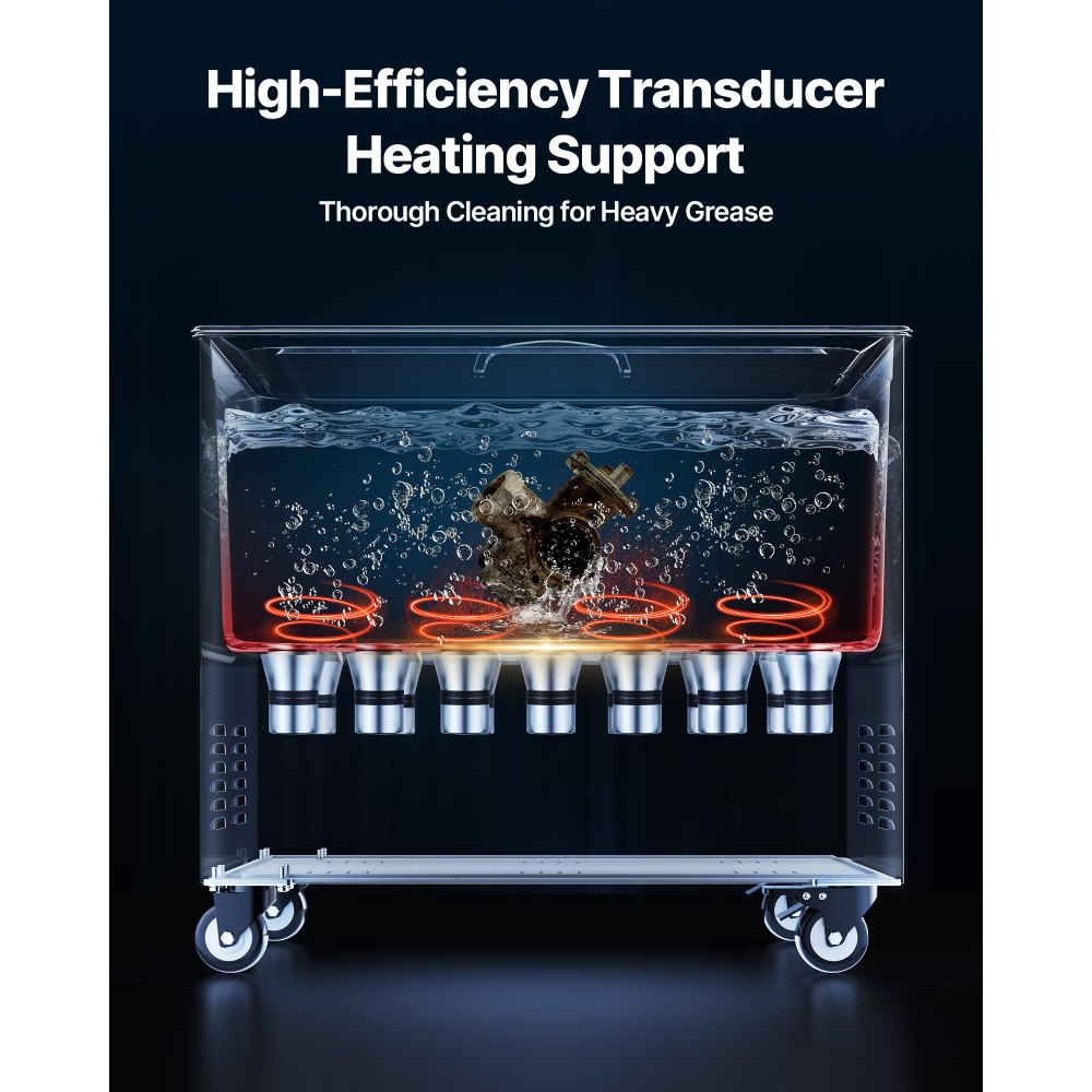 VEVOR 50L Ultrasonic Cleaner, Professional Ultrasonic Cleaner Machine with Cleaning Basket & Digital Display, 840W Stainless Steel Large Cleaning Machine with Wheels for Industrial Parts, Carburetors