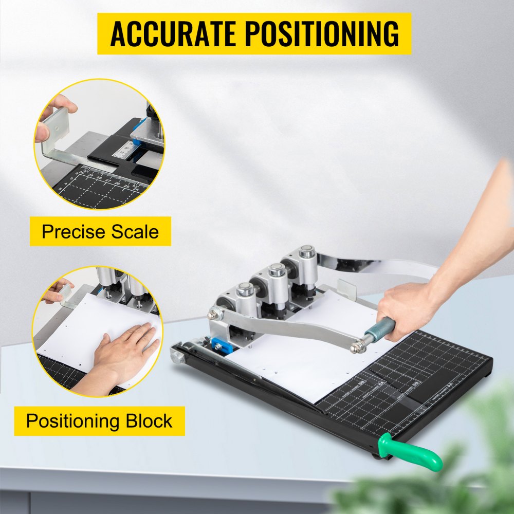 VEVOR Heavy Duty Hole Punch 3-Hole 300 Sheet Capacity Heavy Duty Paper Punch 1.38"/35 mm Thickness Hole Puncher High Capacity Steel Drill with Cutter Heavy Duty Punches for Paper Tags Invoices Files