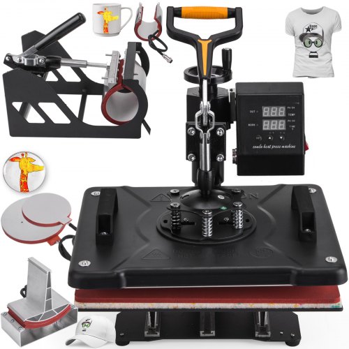 6 In 1 Heat Press Machine Digital Transfer Sublimation T-shirt Mug Hat 12"x15"
