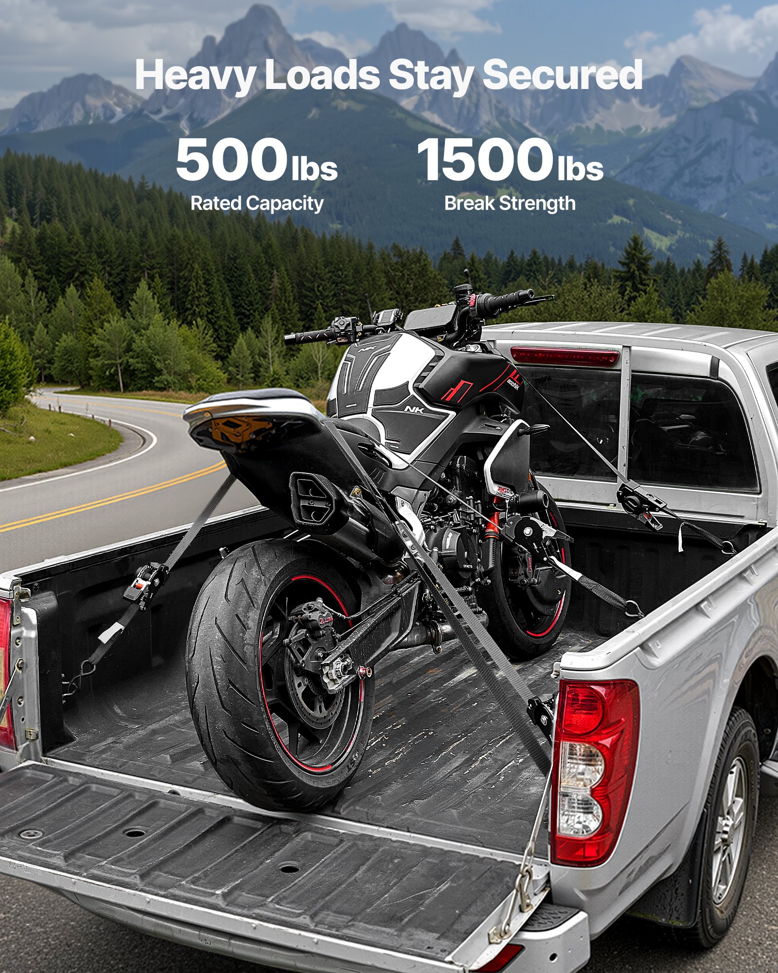 VEVOR Retractable Ratchet Straps, 25.4 mm x 1.8 m, Tie Down Straps with S Hooks, 544 kg Break Strength, 4 Soft Loops, Tie Down Ratcheting for Moving, Trailers, Motorcycles, Kayaks, Car Roof, 4 Pack