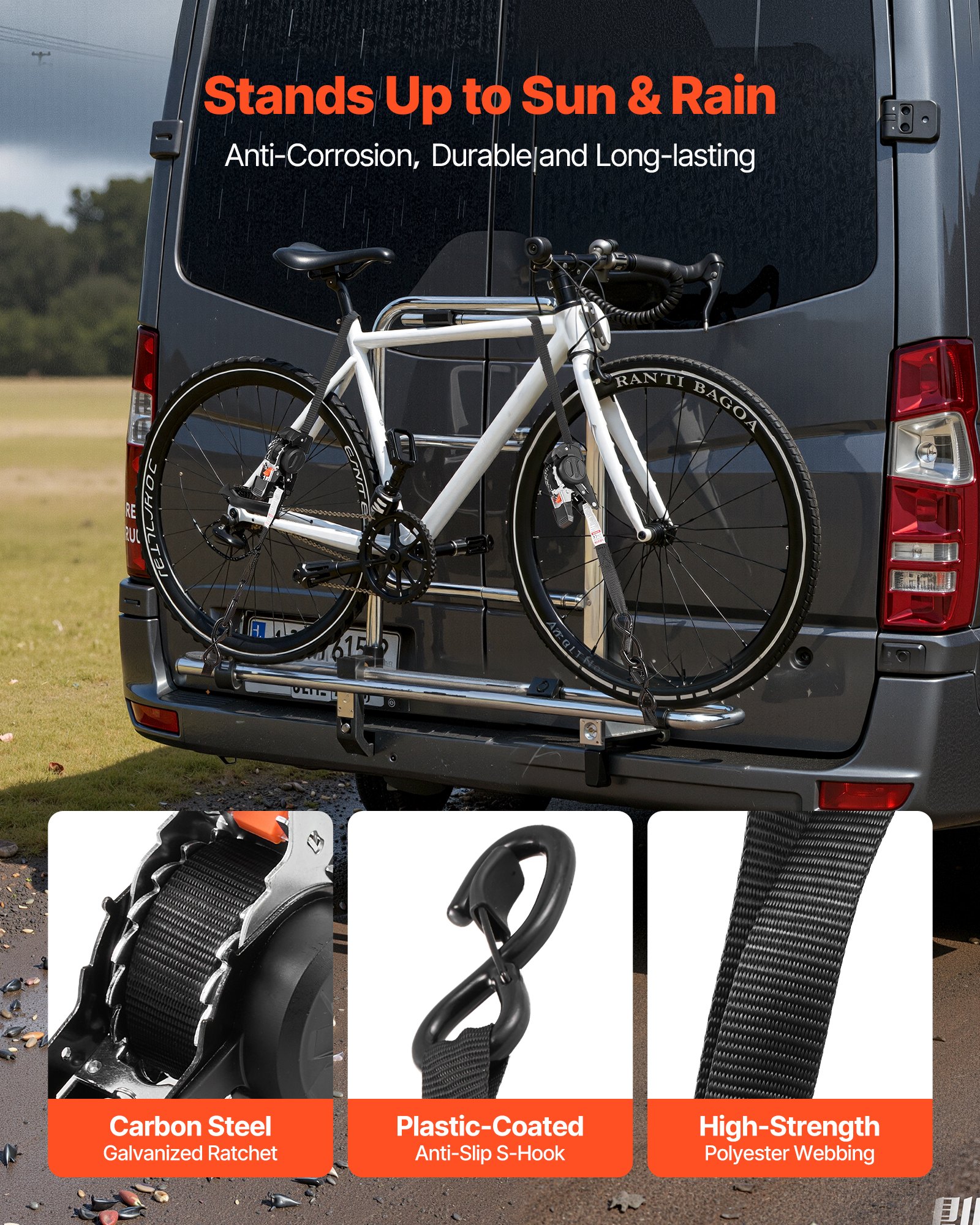 VEVOR Retractable Ratchet Straps, 25.4 mm x 1.8 m, Tie Down Straps with S Hooks, 544 kg Break Strength, 4 Soft Loops, Tie Down Ratcheting for Moving, Trailers, Motorcycles, Kayaks, Car Roof, 4 Pack