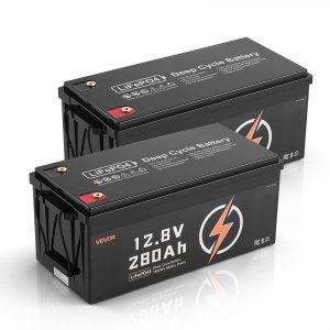 VEVOR 2 Pack 12V 280Ah LiFePO4 Battery, Up to 15000 Cycles, Deep Cycle Lithium Iron Phosphate Battery with Built-in BMS, Low Temp Protection, 10 Years Lifetime, for Solar Off-Grid Home Energy Storage | VEVOR US