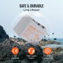 VEVOR deep cycle battery with high cycle count, excellent conductivity, ce certified, on rocky shore.