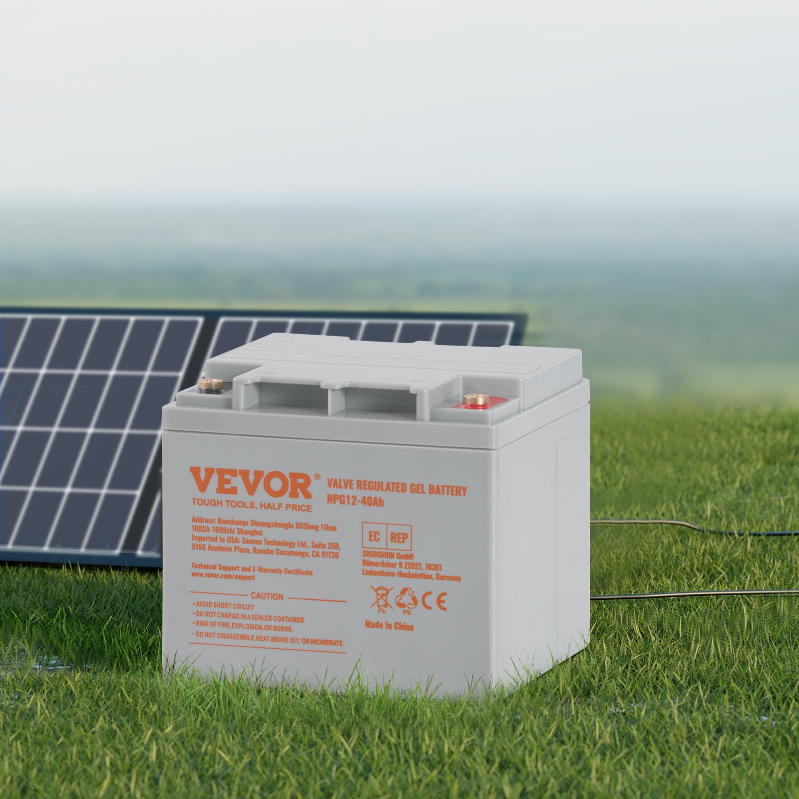 VEVOR Rechargeable AGM Marine Battery, 12V 40AH, with 400A Discharge Current, Ideal for Mobility Scooters, Electric Wheelchairs, Go-Karts, and e-Bikes