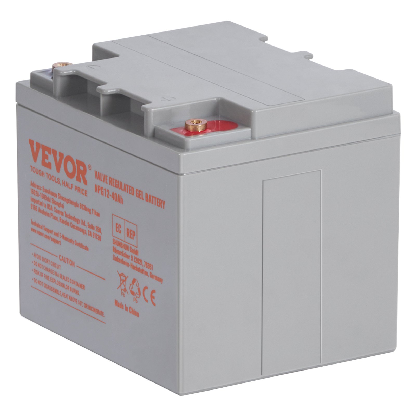 VEVOR Rechargeable AGM Marine Battery, 12V 40AH, with 400A Discharge Current, Ideal for Mobility Scooters, Electric Wheelchairs, Go-Karts, and e-Bikes
