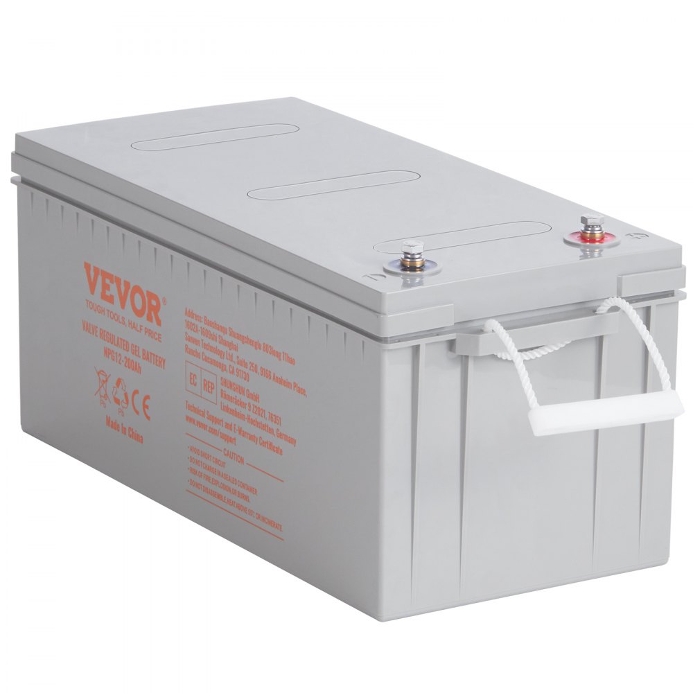 VEVOR Rechargeable AGM Marine Battery, 12V 200 AH, Designed for RV Solar Marine Off-Grid Use, UPS Backup, with a Self-Discharge Rate, 1400A Current