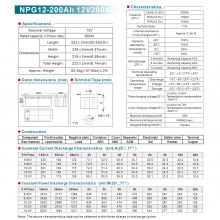 VEVOR Deep Cycle Battery, 12V 200 AH, AGM Marine Rechargeable Battery, High Self-Discharge Rate 1400A Current, for RV Solar Marine Off-Grid Applications UPS Backup Power System, Tested to UL Standards