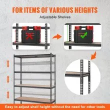 VEVOR Storage Shelving Unit, 5-Tier Adjustable, 2000 lbs Capacity, Heavy Duty Garage Shelves Metal Organizer Utility Rack, Black, 18" D x 48" W x 72" H for Kitchen Pantry Basement Bathroom Laundry