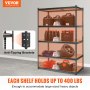 VEVOR Storage Shelving Unit, 5-Tier Adjustable, 2000 lbs Capacity, Heavy Duty Garage Shelves Metal Organizer Utility Rack, Black, 48" L x 24" W x 72" H for Kitchen Pantry Basement Bathroom Laundry