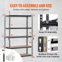VEVOR Storage Shelving Unit, 5-Tier Adjustable, 907 kg Capacity, Heavy Duty Garage Shelves Metal Organizer Utility Rack, Black, 122L x 61W x 183H cm for Kitchen Pantry Basement Bathroom Laundry Closet
