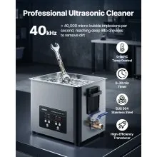 VEVOR 10L Ultrasonic Cleaner, Professional Ultrasonic Cleaner Machine with Cleaning Basket & Digital Display, 180W Stainless Steel 40kHz Cleaning Machine for Watches, Razors, Jewelry, Coins, and More