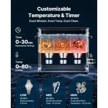 VEVOR 10L Ultrasonic Cleaner, Professional Ultrasonic Cleaner Machine with Cleaning Basket & Digital Display, 180W Stainless Steel 40kHz Cleaning Machine for Watches, Razors, Jewelry, Coins, and More