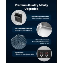 VEVOR 10L Ultrasonic Cleaner, Professional Ultrasonic Cleaner Machine with Cleaning Basket & Digital Display, 180W Stainless Steel 40kHz Cleaning Machine for Watches, Razors, Jewelry, Coins, and More