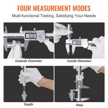 VEVOR Digital Caliper, 0-6" Calipers Measuring Tool, Electronic Micrometer Caliper w/ ABS Oringinal Zero Function, Large LCD Screen & 4 Measurement Modes, Inch and mm Conversion, Extra 2 Batteries