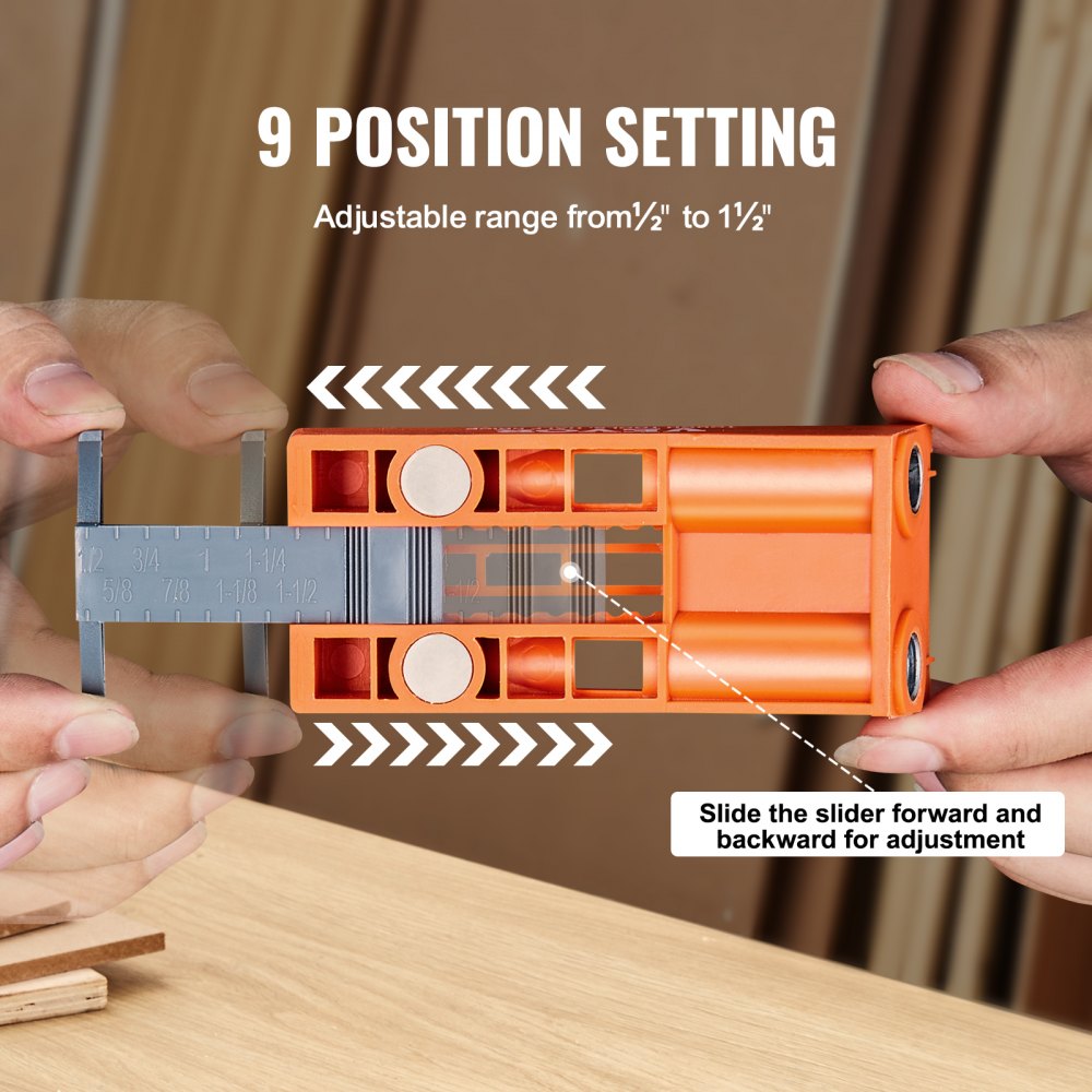 VEVOR Pocket Hole Jig, 56 Pcs Mini Jig Pocket Hole System with 9" C-clamp, Step Drill, Wrench, Drill Stop Ring, Square Drive Bit, and Screws, for DIY Carpentry Projects