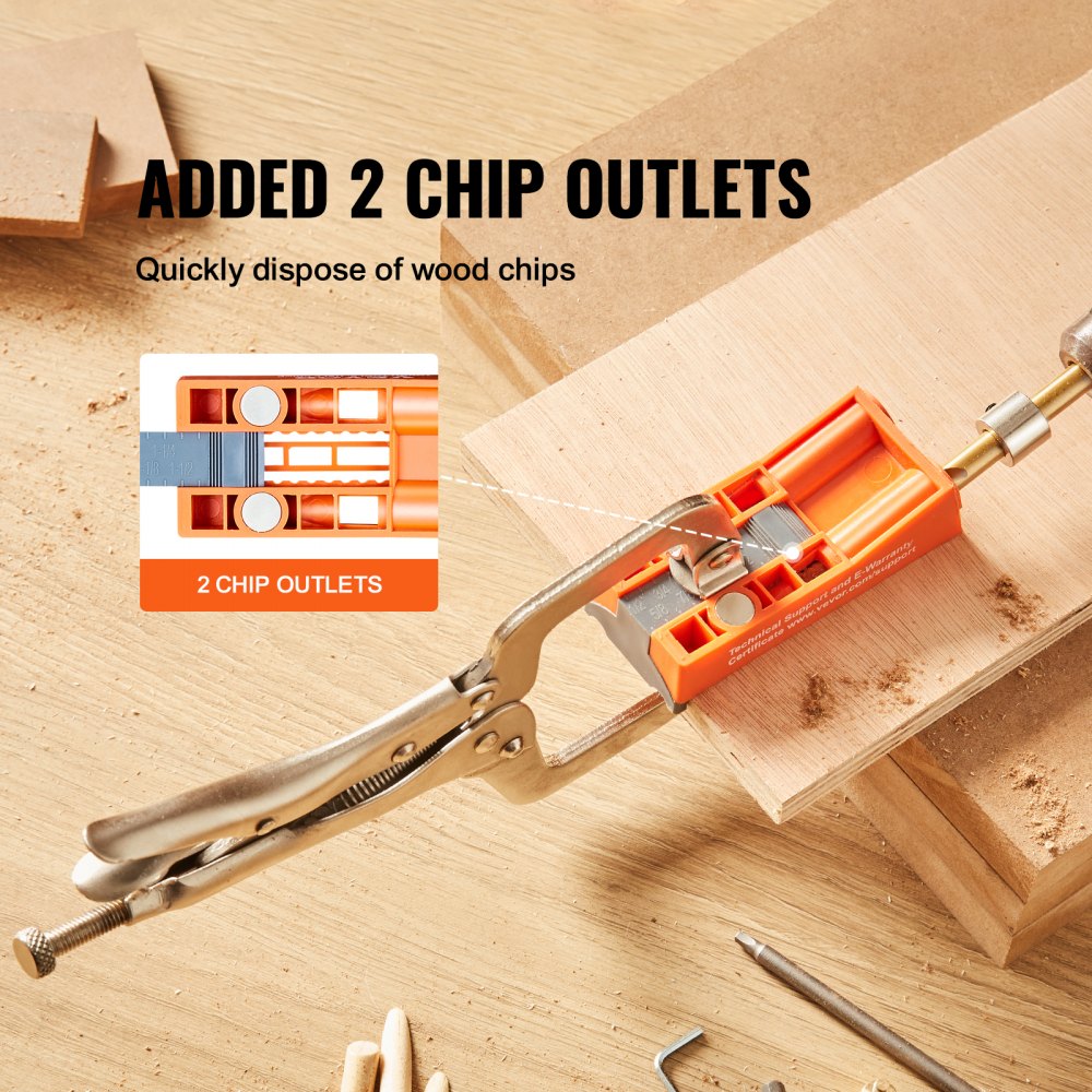 VEVOR Pocket Hole Jig, 56 Pcs Mini Jig Pocket Hole System with 9" C-clamp, Step Drill, Wrench, Drill Stop Ring, Square Drive Bit, and Screws, for DIY Carpentry Projects