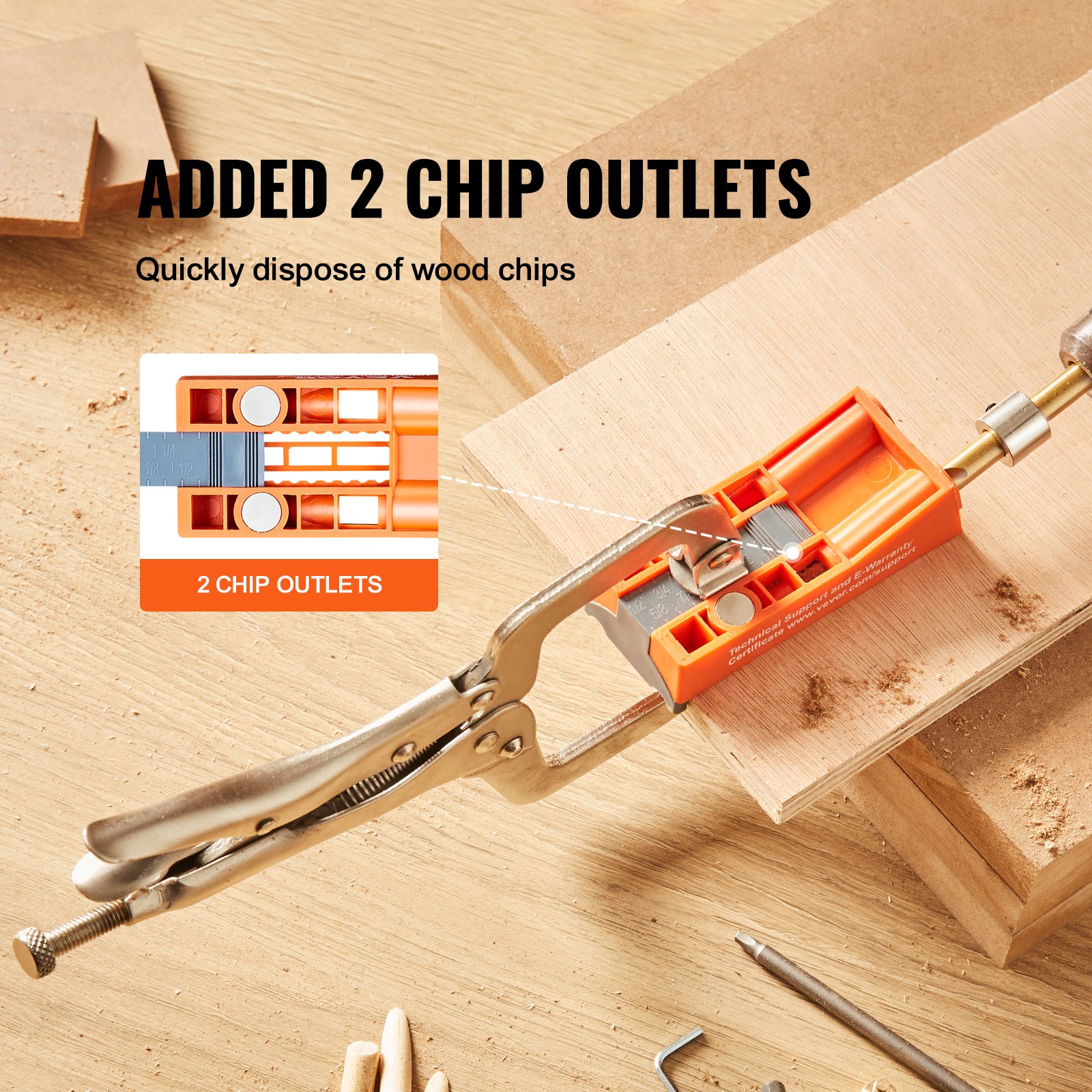 VEVOR Pocket Hole Jig, 56 Pcs Mini Jig Pocket Hole System with 9" C-clamp, Step Drill, Wrench, Drill Stop Ring, Square Drive Bit, and Screws, for DIY Carpentry Projects