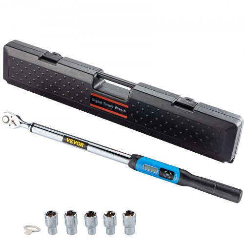 VEVOR Digital Torque Wrench, 1/2" Drive Electronic Torque Wrench, Torque Wrench Kit 12.5-250.7 ft-lb Torque Range Accurate to ±2%, Adjustable Torque Wrench w/ LED Display and Buzzer, Socket Set & Case