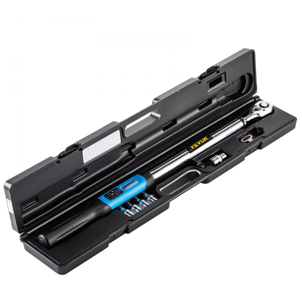 VEVOR Digital Torque Wrench, 1/2" Drive Electronic Torque Wrench, Torque Wrench Kit 12.5-250.7 ft-lb Torque Range Accurate to ±2%, Adjustable Torque Wrench w/ LED Display and Buzzer, Socket Set & Case
