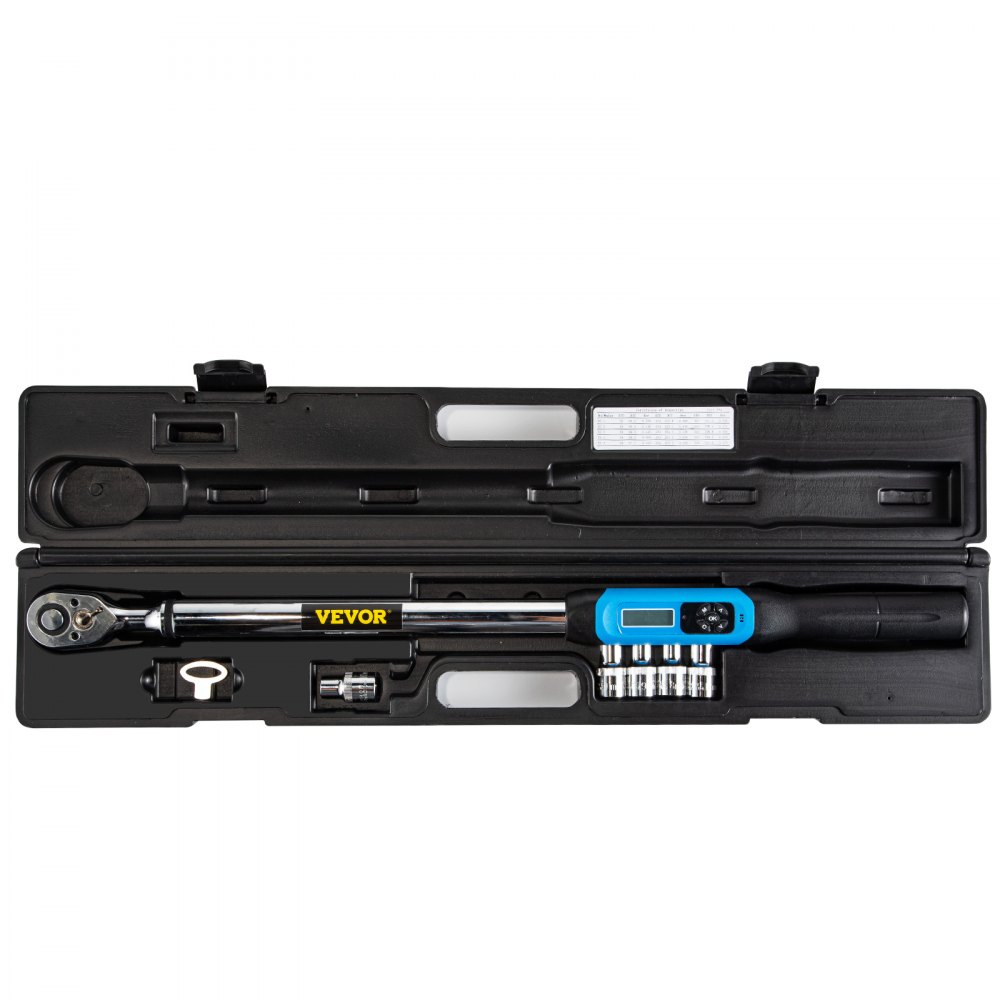VEVOR Digital Torque Wrench, 1/2" Drive Electronic Torque Wrench, Torque Wrench Kit 12.5-250.7 ft-lb Torque Range Accurate to ±2%, Adjustable Torque Wrench w/ LED Display and Buzzer, Socket Set & Case