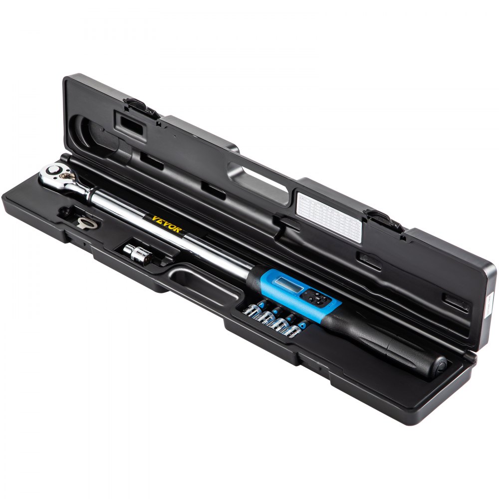 VEVOR Digital Torque Wrench, 1/2" Drive Electronic Torque Wrench, Torque Wrench Kit 12.5-250.7 ft-lb Torque Range Accurate to ±2%, Adjustable Torque Wrench w/ LED Display and Buzzer, Socket Set & Case