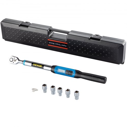 VEVOR Digital Torque Wrench, 1/2" Drive Electronic Torque Wrench, Torque Wrench Kit 5-99.5 ft-lbs Torque Range Accurate to ±2%, Adjustable Torque Wrench with LED Display and Buzzer, Socket Set & Case