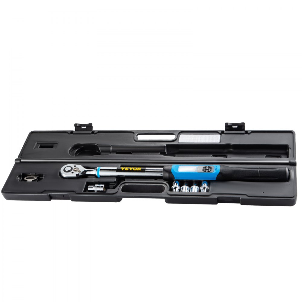 VEVOR Digital Torque Wrench, 1/2" Drive Electronic Torque Wrench, Torque Wrench Kit 5-99.5 ft-lbs Torque Range Accurate to ±2%, Adjustable Torque Wrench with LED Display and Buzzer, Socket Set & Case