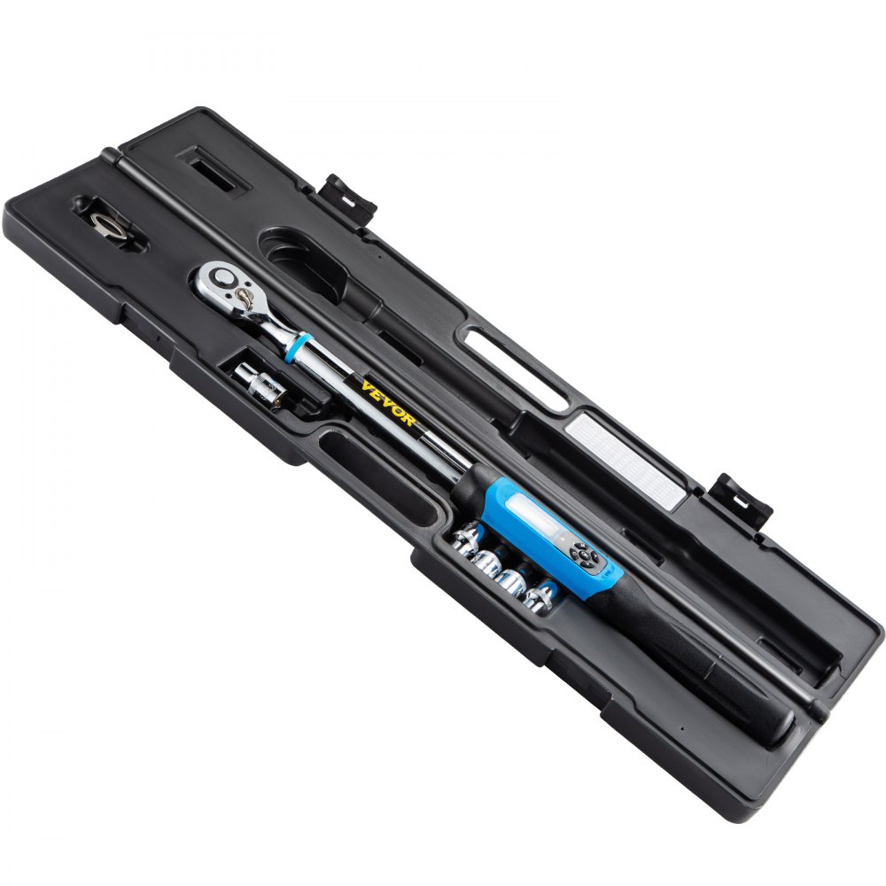 VEVOR Digital Torque Wrench, 1/2" Drive Electronic Torque Wrench, Torque Wrench Kit 5-99.5 ft-lbs Torque Range Accurate to ±2%, Adjustable Torque Wrench with LED Display and Buzzer, Socket Set & Case