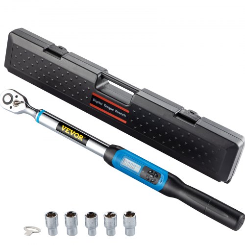 VEVOR Digital Torque Wrench, 1/2" Drive Electronic Torque Wrench, Torque Wrench Kit 7.47-147.5 ft-lb Torque Range Accurate to ±2%, Adjustable Torque Wrench w/LED Display and Buzzer, Socket Set & Case