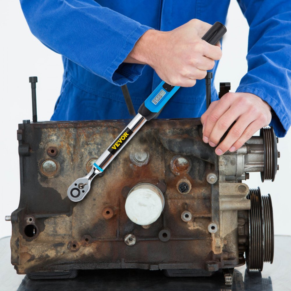 VEVOR Digital Torque Wrench, 1/2" Drive Electronic Torque Wrench, Torque Wrench Kit 7.47-147.5 ft-lb Torque Range Accurate to ±2%, Adjustable Torque Wrench w/LED Display and Buzzer, Socket Set & Case