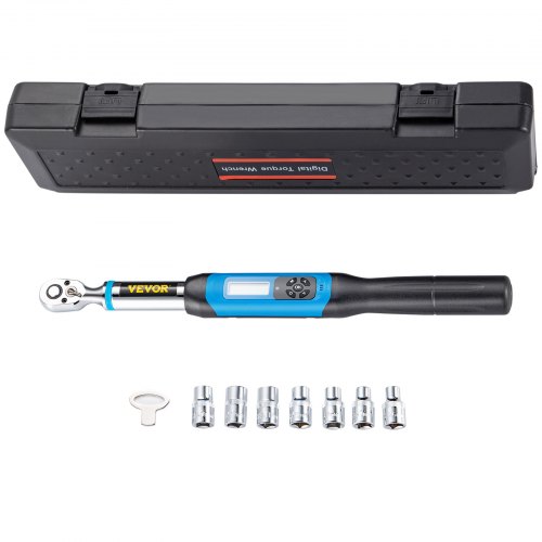 VEVOR Digital Torque Wrench, 3/8\" Drive Electronic Torque Wrench, Torque Wrench Kit 5-99.5 ft-lbs Torque Range Accurate to ±2%, Adjustable Torque Wrench with LED Display and Buzzer, Socket Set & Case
