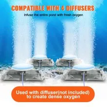 VEVOR Aerator, 550W Power 5.2CFM for Up to 3 Acre 50' Includes 3/4 HP Compressor & Timer & Valves, Air Compressor for Deep Water Oxygen Circulation, for Pond, Lake, No Diffuser, Black