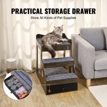 VEVOR Lit superposé pour animaux de compagnie avec escaliers, perchoir pour chien/chat avec fenêtre et rangement, intérieur gris