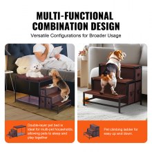 VEVOR Pet Bunk Bed Dog/Cat Window Perch with Stairs Storage Medium Size