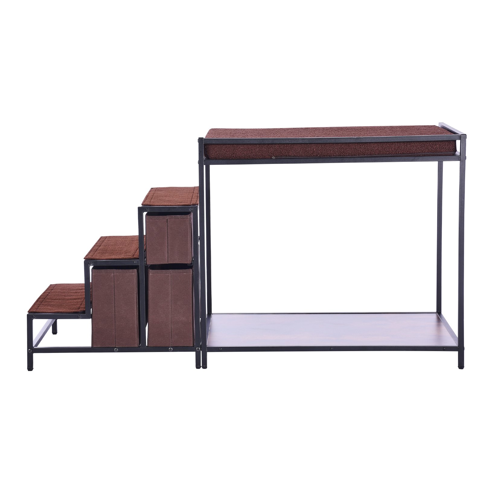 VEVOR Pet Bunk Bed with Stairs, Dog/Cat Window Perch with Storage, Multi-Level Bed Window Perch Dog Bedside Sleeper Couch, Pet Seat Platform for Medium Size Pet, Indoor Use (Dark Brown)