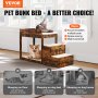 VEVOR Pet Bunk Bed with Stairs Dog/Cat Window Perch Sleeper Couch Medium Size