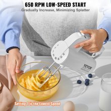 VEVOR Digital Electric Hand Mixer, 5-Speed, 200W Portable Electric Handheld Mixer, with Turbo Boost Beaters Dough Hooks Whisk Storage Bag, Baking Supplies for Whipping Mixing Egg Cookie Cake Cream