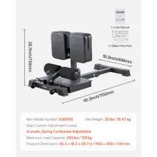 VEVOR Sissy Squat Machine, Multi-Function Deep Sissy Squat Bench for Leg Muscle Training, Easy Setup & Foldable Core Waistline & Glute Workout Equipment, Leg Exercise Machine for Home Gym, Black