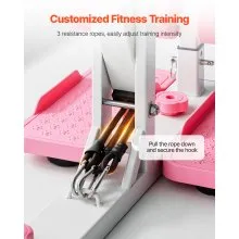 VEVOR Deep Squat Machine, Adjustable Glutes Trainer Machine with 3 High-Strength Resistance Bands, Folding Core Leg & Glutes Exercise Trainer, Push Up Workout Equipment at Home Gym, Pink + White