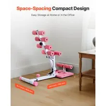 VEVOR Deep Squat Machine, Adjustable Glutes Trainer Machine with 3 High-Strength Resistance Bands, Folding Core Leg & Glutes Exercise Trainer, Push Up Workout Equipment at Home Gym, Pink + White