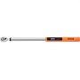 VEVOR digital torque wrench with an orange handle and lcd display on a silver shaft.