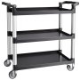 VEVOR Utility Cart, 500 lbs Load Capacity, 3-tier Utility Plastic Cart with 360° Swivel Wheels (2 with Brakes), 31.1 x 19.3-inch Food Service Cart for Warehouse, Office, Home, Restaurant, Kitchen