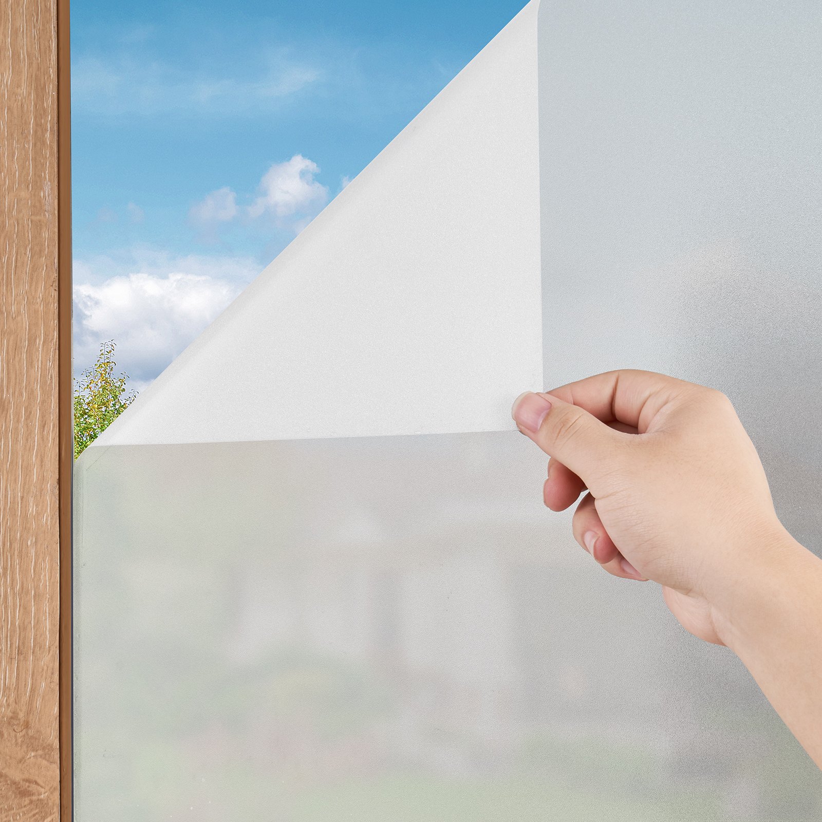 VEVOR Window Privacy Film, Frosted Glass Window Film, Sun Blocking Heat Control, Non Adhesive Static Cling Reflective Window Tint for Home and Office, Glass Door Bathroom Covering, 23.6 in x 6.5 ft
