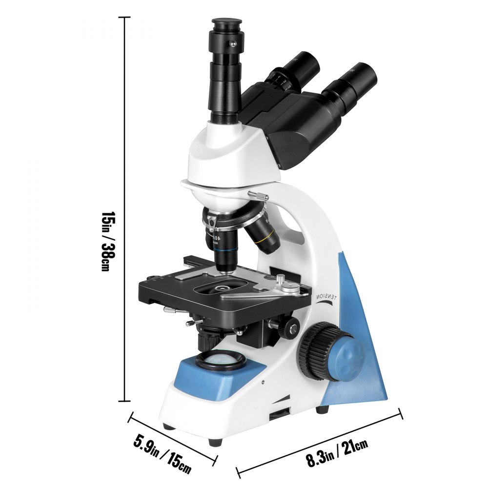 Vevor Trinocular Compound Microscope Compound Light Microscope 40x-1000x W/ Led