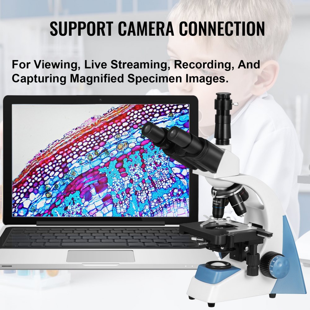 Vevor Trinocular Compound Microscope Compound Light Microscope 40x-2500x W/ Led