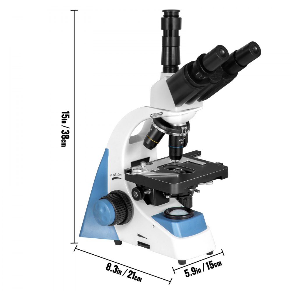 Vevor Trinocular Compound Microscope Compound Light Microscope 40x-2500x W/ Led