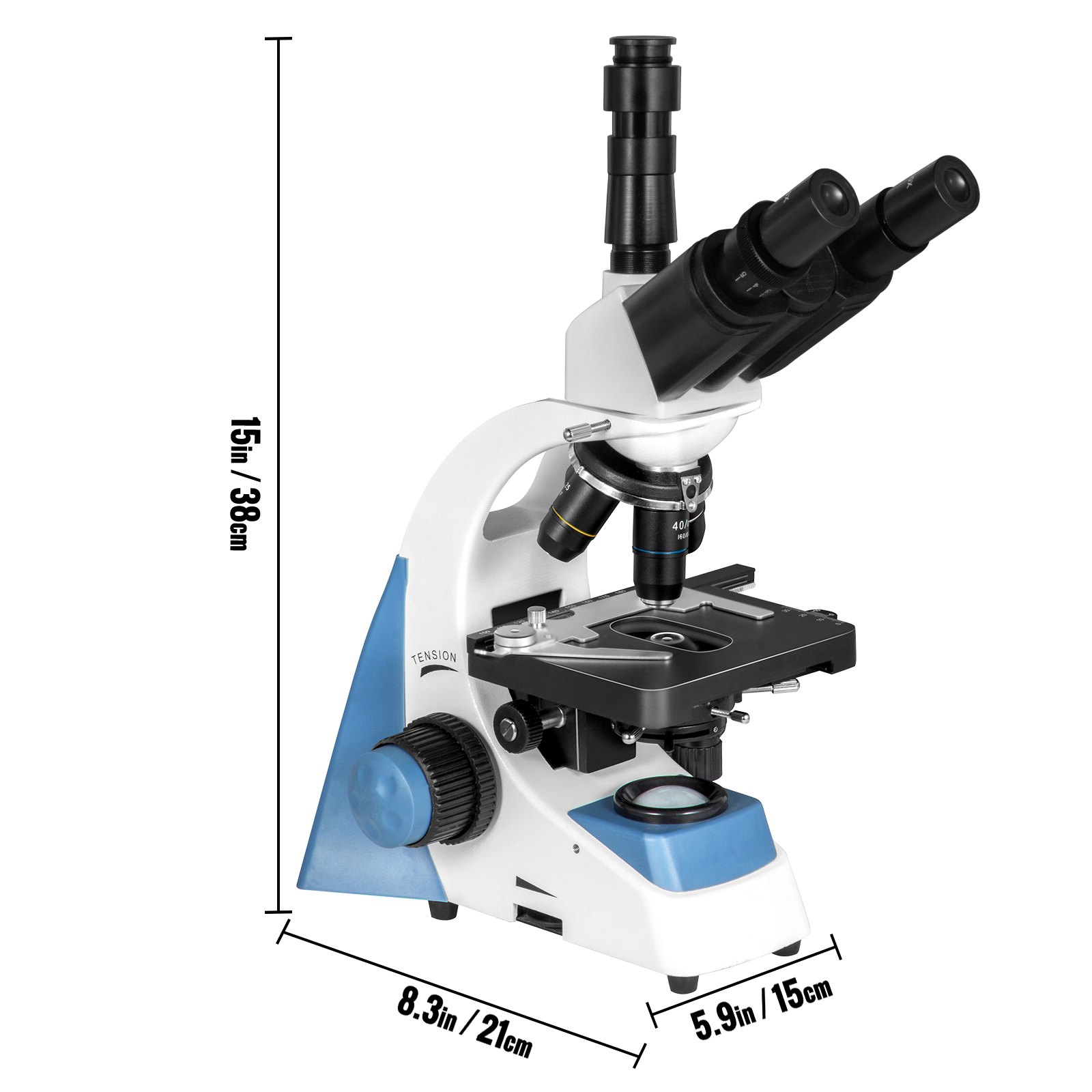 Vevor Trinocular Compound Microscope Compound Light Microscope 40x-2500x W/ Led