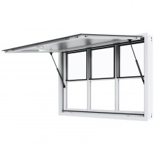 VEVOR Concession Window 60"x36", Aluminum Alloy Food Truck Service Window with Vertical Lifting Windows & Awning Door & Drag Hook, Up to 85 Degrees Serving Window for Food Trucks Concession Trailers