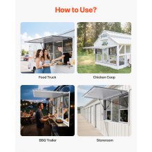 60x36in Concession Stand Serving Window Food Truck Service Awning Aluminum Alloy