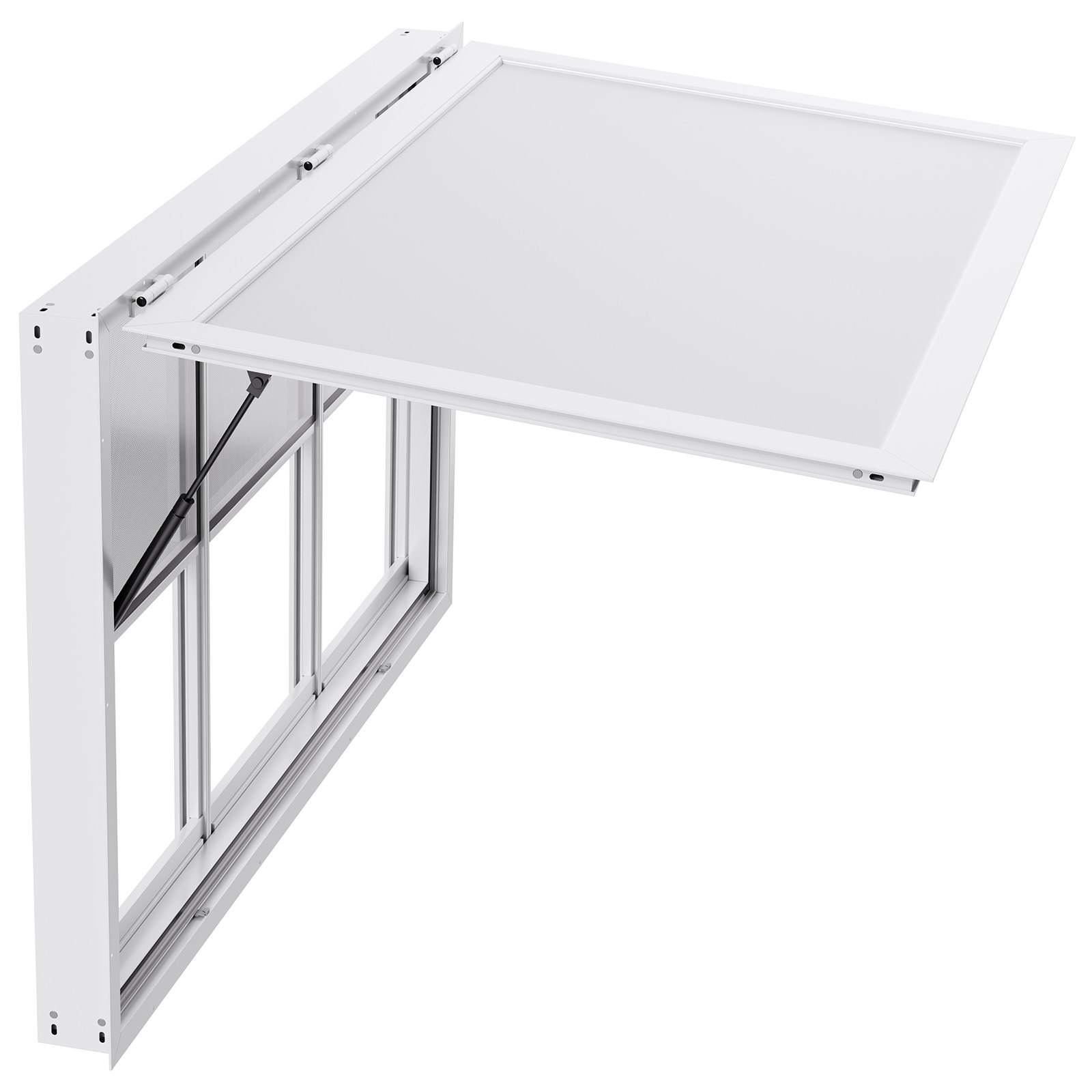 VEVOR Concession Window 60x36 in, Aluminum Alloy Service Window for Food Truck, Up to 85 Degrees Stand Serving Window with 3 Sliding Windows, Awning Door, and Drag Hook, for Concession Trailers